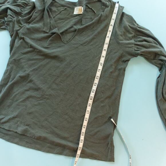 Nation LTD Green Long Sleeve Basic Tee Size Medium Natural 100% Pima Cotton - Picture 4 of 6
